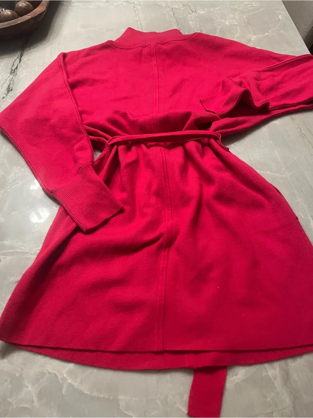 Pink anthro daily practice Long-Sleeve Knit Belted Robe Dress
